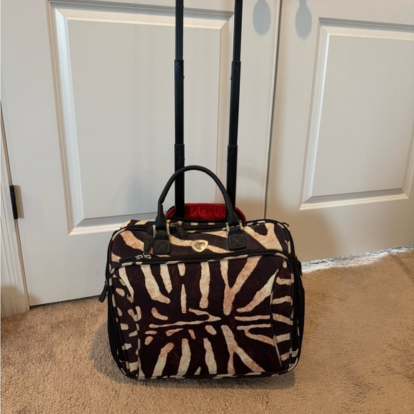 Accessories - Brown and Cream Rolling Travel Bag